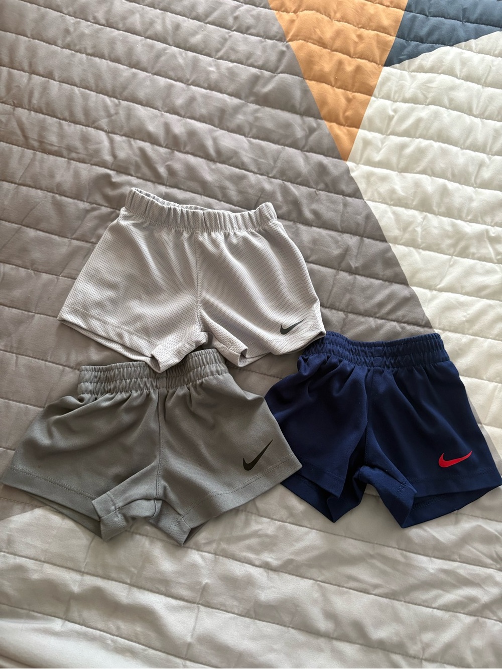 Nike Kids' Athletic Shorts Bundle - Gray (one light, one dark) & Navy